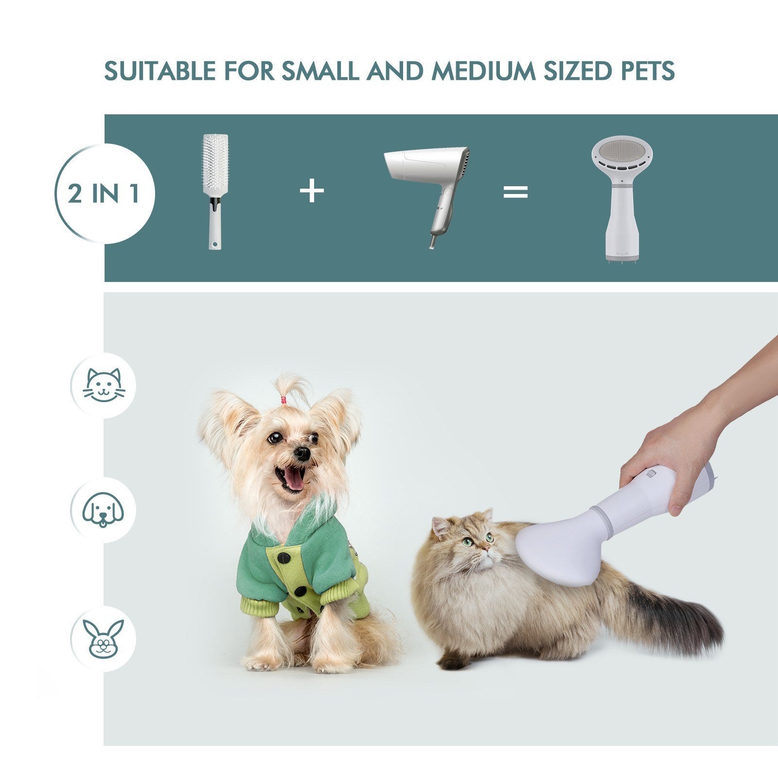2-in-1 Pet Dryer and Brush for Fluffy Coats